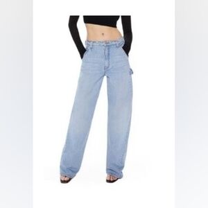 MOTHER SNACKS! The Fun Dip Utility Puddle Wide Leg Jeans